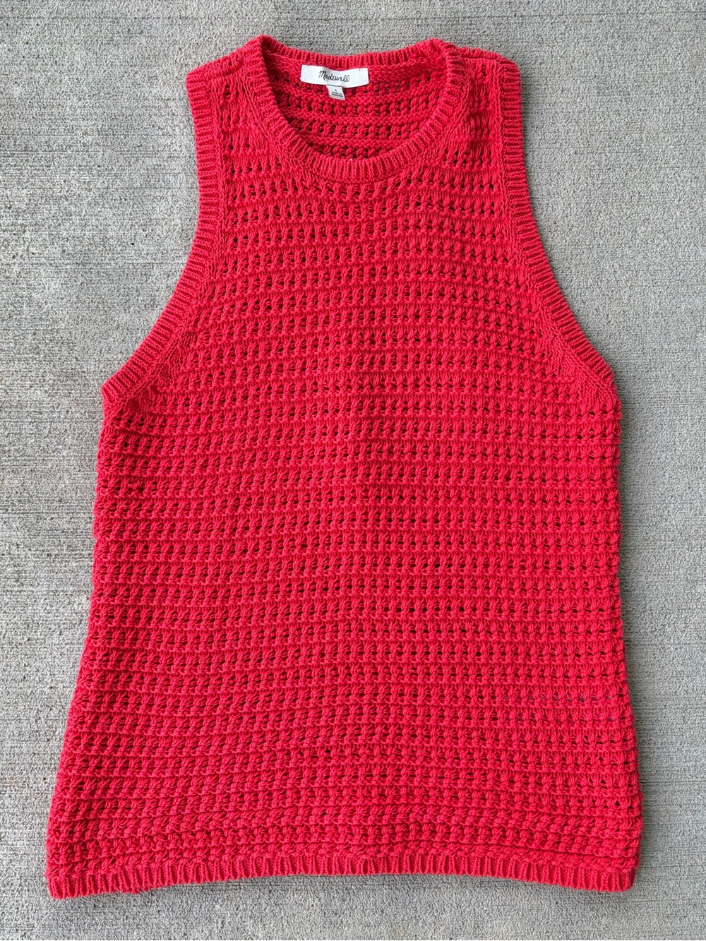 Madewell red crochet knit sweater tank top blouse NWOT
